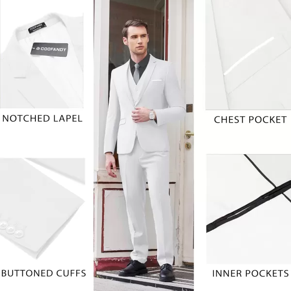 COOFANDY Men's 3 Piece Slim Fit Suit Set One Button Jacket Blazer Vest Pants Set Wedding Formal Prom Tuxedo Suits