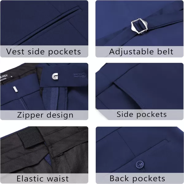 COOFANDY Men's 3 Piece Slim Fit Suit Set One Button Jacket Blazer Vest Pants Set Wedding Formal Prom Tuxedo Suits