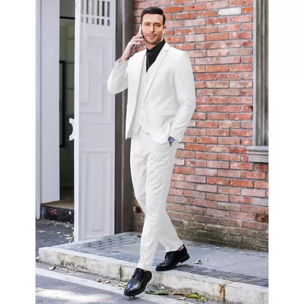 COOFANDY Men's 3 Piece Slim Fit Suit Set One Button Jacket Blazer Vest Pants Set Wedding Formal Prom Tuxedo Suits