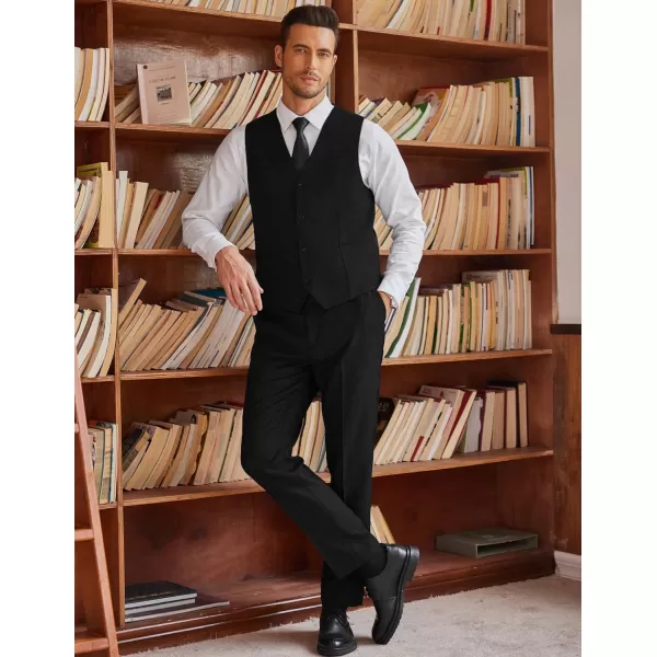 COOFANDY Men’s 3 Piece Slim Fit Suits One Button Blazer Vest Suit Pants with Tie