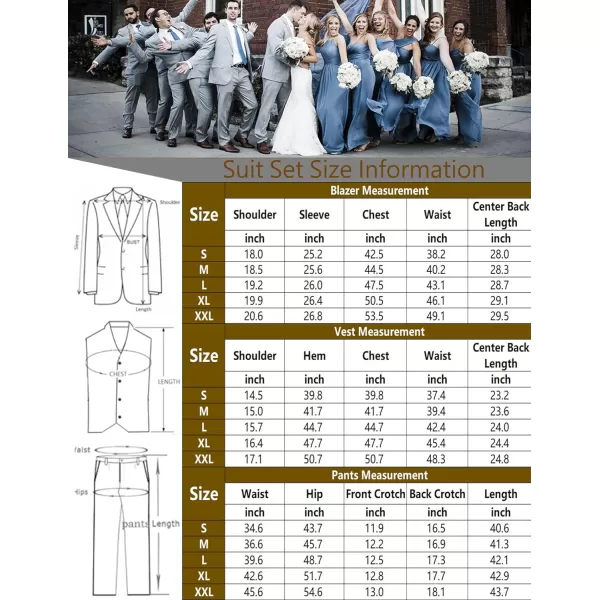 COOFANDY Men’s 3 Piece Slim Fit Suits One Button Blazer Vest Suit Pants with Tie