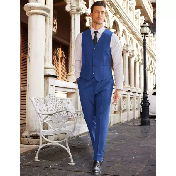 COOFANDY Men’s 3 Piece Slim Fit Suits One Button Blazer Vest Suit Pants with Tie