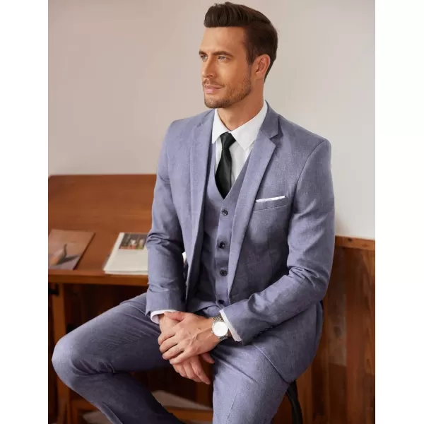 COOFANDY Men’s 3 Piece Slim Fit Suits One Button Blazer Vest Suit Pants with Tie
