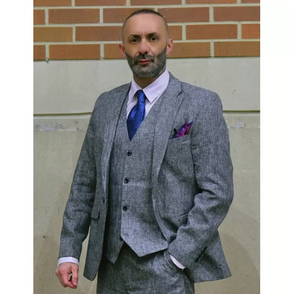 COOFANDY Men’s 3 Piece Slim Fit Suits One Button Blazer Vest Suit Pants with Tie