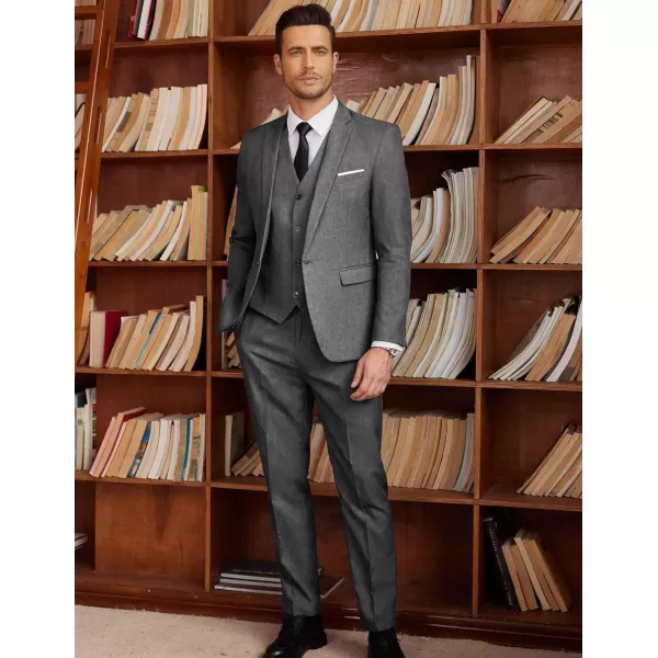 COOFANDY Men’s 3 Piece Slim Fit Suits One Button Blazer Vest Suit Pants with Tie
