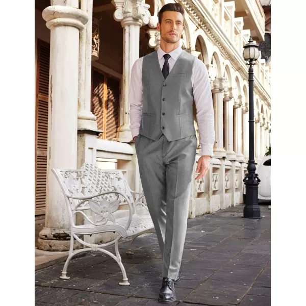 COOFANDY Men’s 3 Piece Slim Fit Suits One Button Blazer Vest Suit Pants with Tie