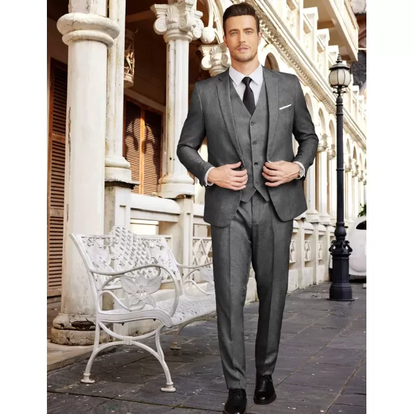 COOFANDY Men’s 3 Piece Slim Fit Suits One Button Blazer Vest Suit Pants with Tie