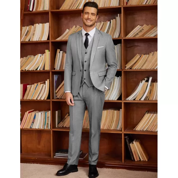 COOFANDY Men’s 3 Piece Slim Fit Suits One Button Blazer Vest Suit Pants with Tie