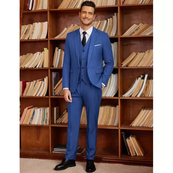 COOFANDY Men’s 3 Piece Slim Fit Suits One Button Blazer Vest Suit Pants with Tie