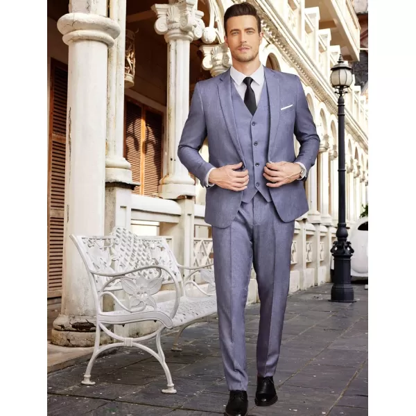 COOFANDY Men’s 3 Piece Slim Fit Suits One Button Blazer Vest Suit Pants with Tie