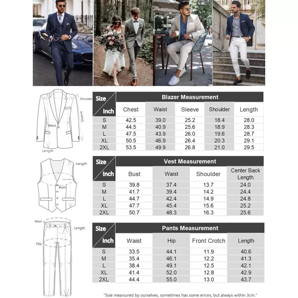 COOFANDY Mens 3 Piece Suits One Button Blazer Jacket Slim Fit Vest Suit Pant with Tie