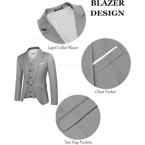 COOFANDY Mens 3 Piece Suits One Button Blazer Jacket Slim Fit Vest Suit Pant with Tie