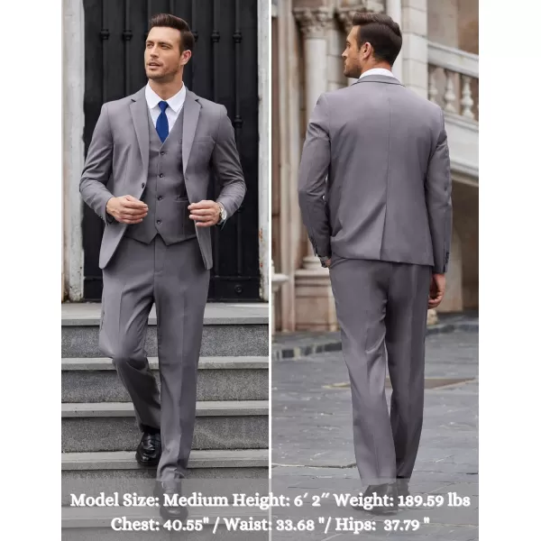 COOFANDY Men's 3 Pieces Slim Fit Suits Classic Solid Jacket Vest Pants Two Button Blazer for Business Wedding Party