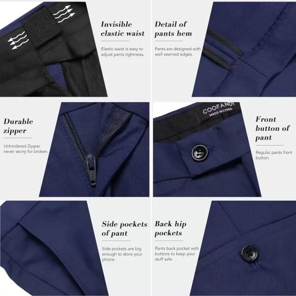 COOFANDY Men's 3 Pieces Slim Fit Suits Classic Solid Jacket Vest Pants Two Button Blazer for Business Wedding Party