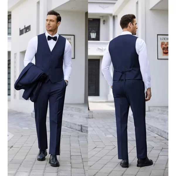 COOFANDY Men's 3 Pieces Suit Slim Fit Tuxedo Set One Button Jacket Vest Pants with Tie