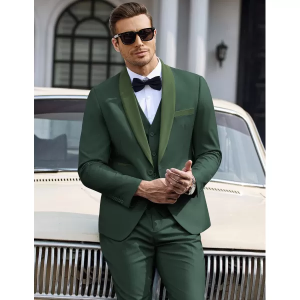 COOFANDY Men's 3 Pieces Suit Slim Fit Tuxedo Set One Button Jacket Vest Pants with Tie