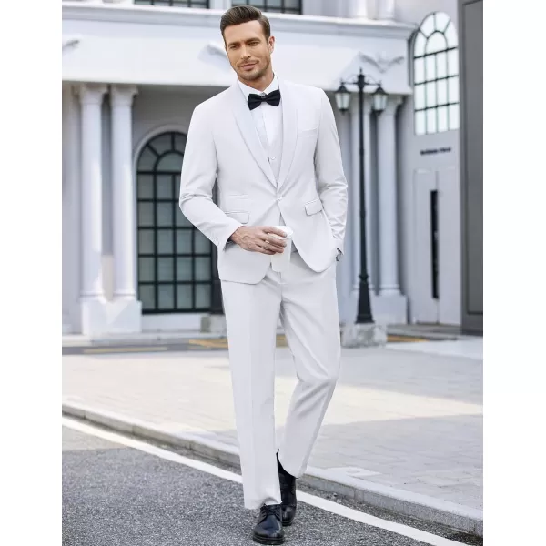 COOFANDY Men's 3 Pieces Suit Slim Fit Tuxedo Set One Button Jacket Vest Pants with Tie