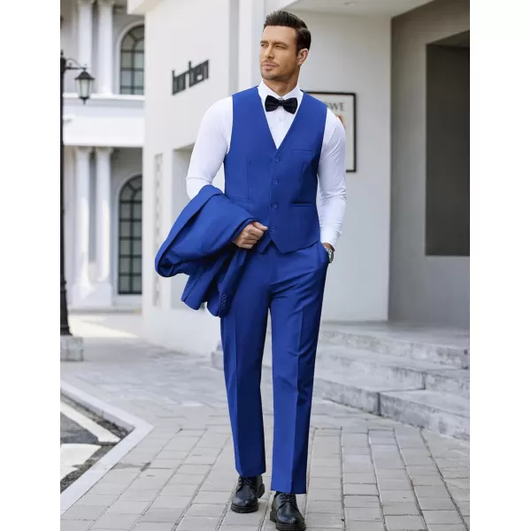 COOFANDY Men's 3 Pieces Suit Slim Fit Tuxedo Set One Button Jacket Vest Pants with Tie