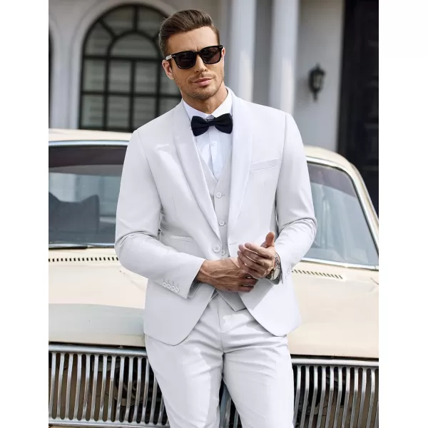 COOFANDY Men's 3 Pieces Suit Slim Fit Tuxedo Set One Button Jacket Vest Pants with Tie