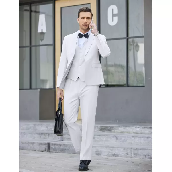 COOFANDY Men's 3 Pieces Suit Slim Fit Tuxedo Set One Button Jacket Vest Pants with Tie