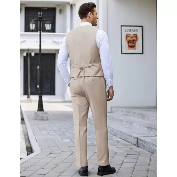 COOFANDY Men's 3 Pieces Suit Slim Fit Tuxedo Set One Button Jacket Vest Pants with Tie