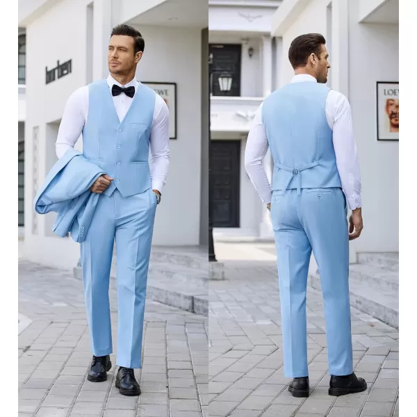 COOFANDY Men's 3 Pieces Suit Slim Fit Tuxedo Set One Button Jacket Vest Pants with Tie