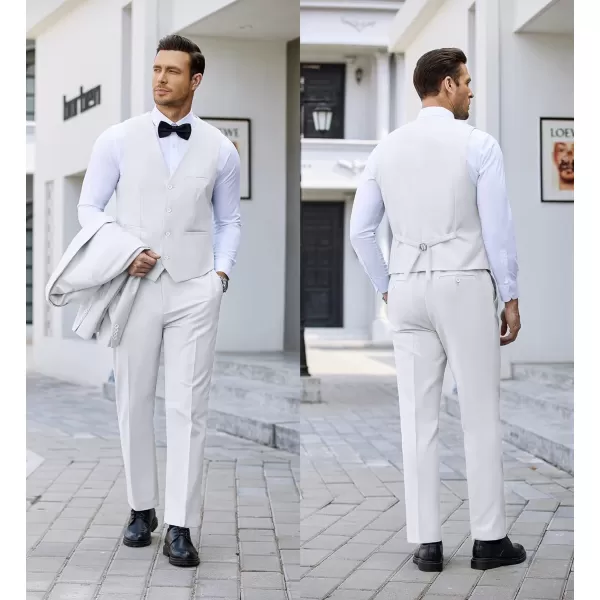 COOFANDY Men's 3 Pieces Suit Slim Fit Tuxedo Set One Button Jacket Vest Pants with Tie
