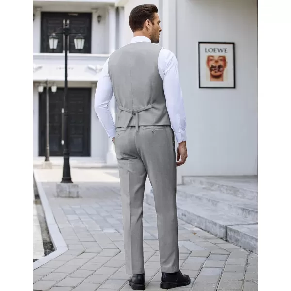 COOFANDY Men's 3 Pieces Suit Slim Fit Tuxedo Set One Button Jacket Vest Pants with Tie