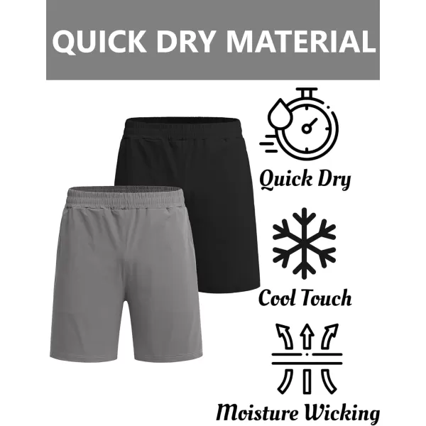 COOFANDY Men's 7" Gym Workout Shorts 2 Pack Quick Dry Athletic Shorts Training Running Shorts with Pocket