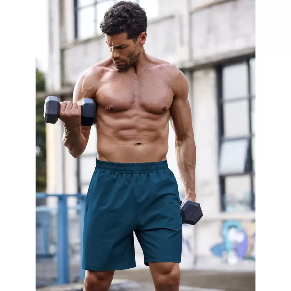 COOFANDY Men's 7" Gym Workout Shorts 2 Pack Quick Dry Athletic Shorts Training Running Shorts with Pocket
