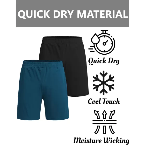 COOFANDY Men's 7" Gym Workout Shorts 2 Pack Quick Dry Athletic Shorts Training Running Shorts with Pocket