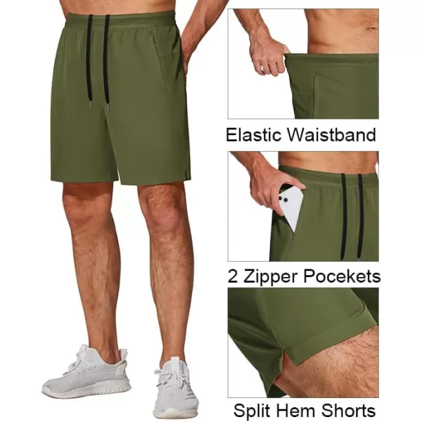 COOFANDY Mens Athletic Running Shorts 7'' Gym Workout Shorts 2 Pack Drawstring Training Shorts with Zipper Pockets