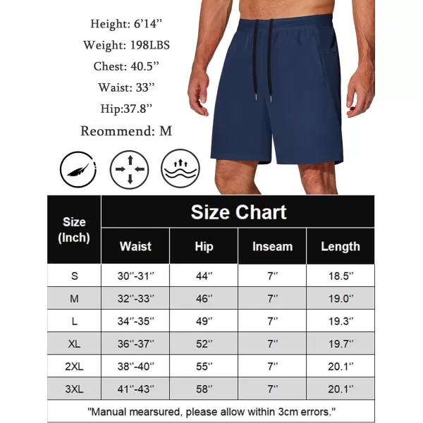 COOFANDY Mens Athletic Running Shorts 7'' Gym Workout Shorts 2 Pack Drawstring Training Shorts with Zipper Pockets