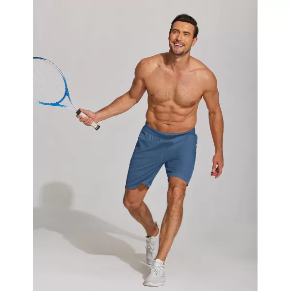 COOFANDY Mens Athletic Running Shorts 7'' Gym Workout Shorts 2 Pack Drawstring Training Shorts with Zipper Pockets