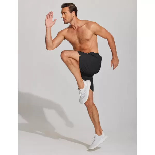 COOFANDY Mens Athletic Running Shorts 7'' Gym Workout Shorts 2 Pack Drawstring Training Shorts with Zipper Pockets)