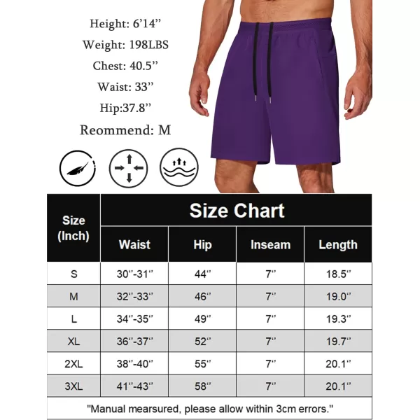 COOFANDY Mens Athletic Running Shorts 7'' Gym Workout Shorts 2 Pack Drawstring Training Shorts with Zipper Pockets