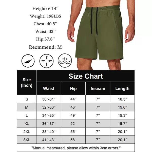 COOFANDY Mens Athletic Running Shorts 7'' Gym Workout Shorts 2 Pack Drawstring Training Shorts with Zipper Pockets