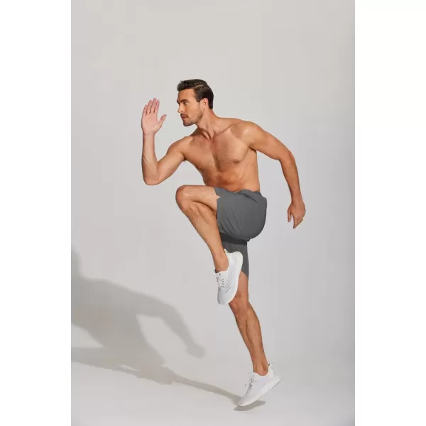 COOFANDY Mens Athletic Running Shorts 7'' Gym Workout Shorts 2 Pack Drawstring Training Shorts with Zipper Pockets