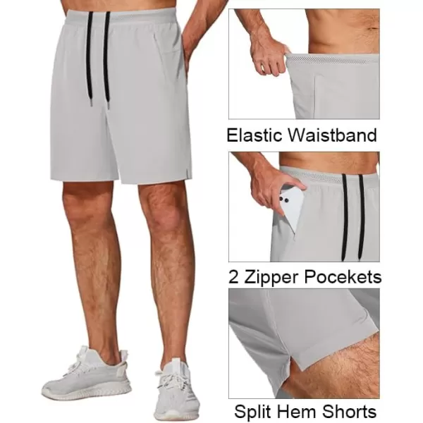 COOFANDY Mens Athletic Running Shorts 7'' Gym Workout Shorts 2 Pack Drawstring Training Shorts with Zipper Pockets