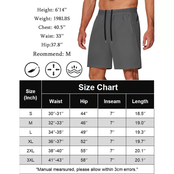 COOFANDY Mens Athletic Running Shorts 7'' Gym Workout Shorts 2 Pack Drawstring Training Shorts with Zipper Pockets