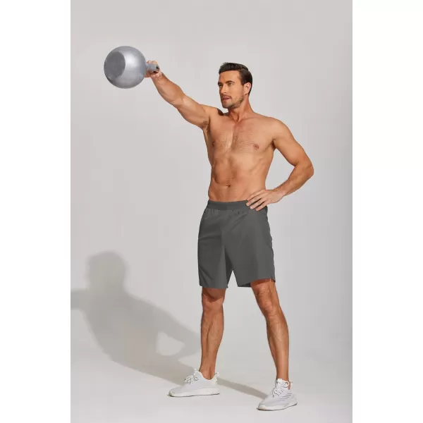 COOFANDY Mens Athletic Running Shorts 7'' Gym Workout Shorts 2 Pack Drawstring Training Shorts with Zipper Pockets