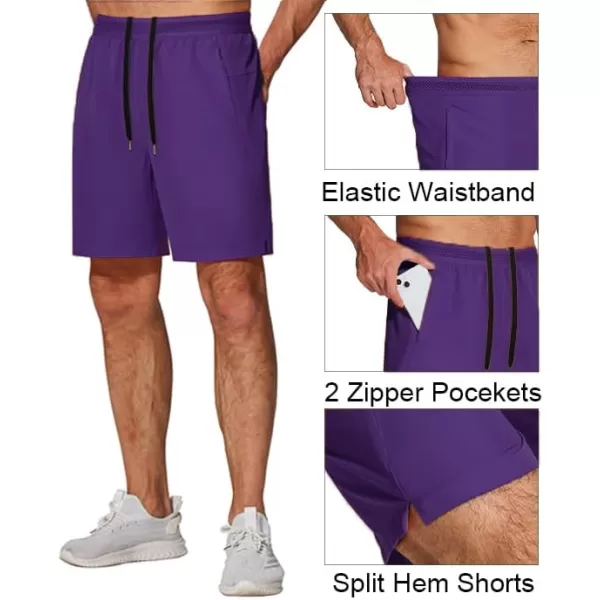 COOFANDY Mens Athletic Running Shorts 7'' Gym Workout Shorts 2 Pack Drawstring Training Shorts with Zipper Pockets