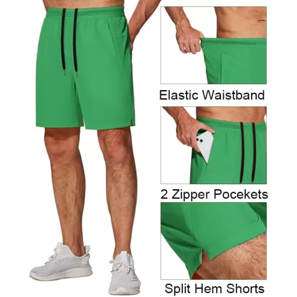 COOFANDY Mens Athletic Running Shorts 7'' Gym Workout Shorts 2 Pack Drawstring Training Shorts with Zipper Pockets