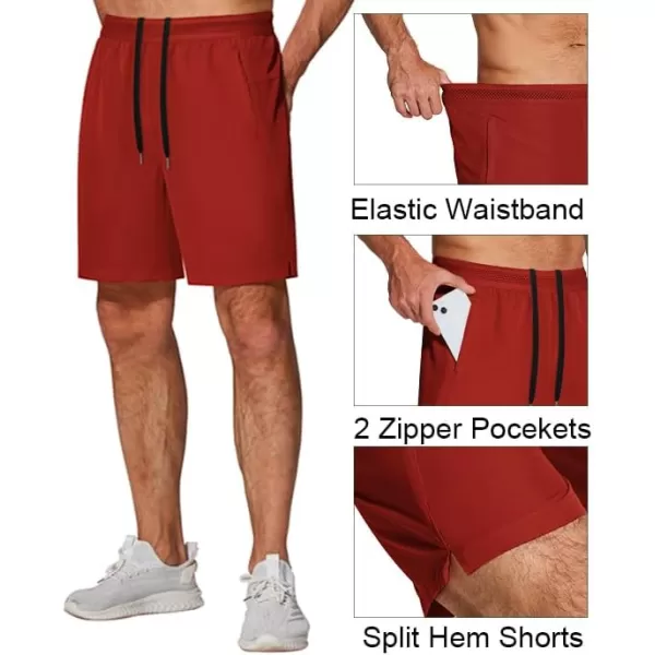 COOFANDY Mens Athletic Running Shorts 7'' Gym Workout Shorts 2 Pack Drawstring Training Shorts with Zipper Pockets