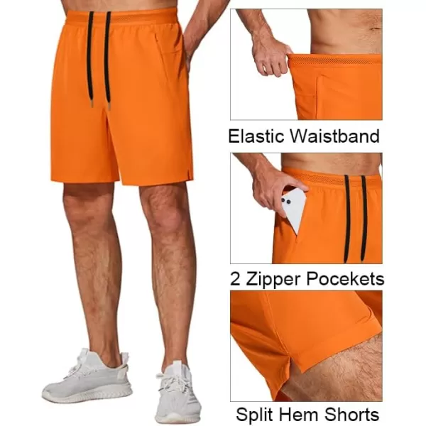 COOFANDY Mens Athletic Running Shorts 7'' Gym Workout Shorts 2 Pack Drawstring Training Shorts with Zipper Pockets