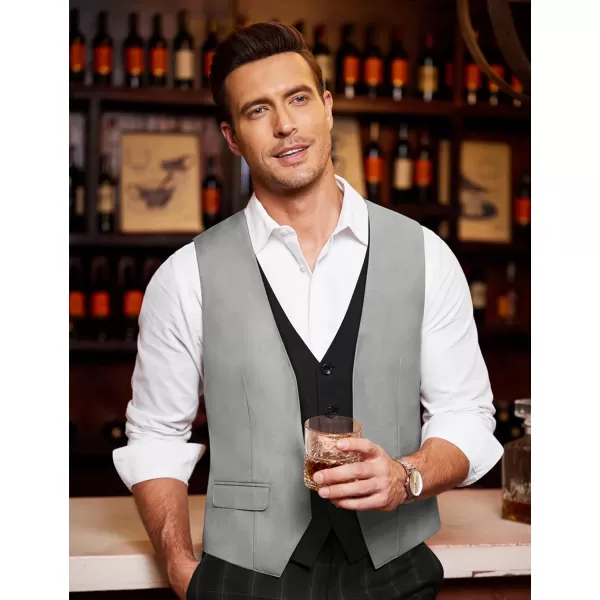 COOFANDY Men's Business Suit Vest Layered Plaid Dress Vest Waistcoat for Wedding,Party