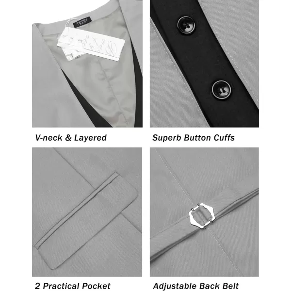 COOFANDY Men's Business Suit Vest Layered Plaid Dress Vest Waistcoat for Wedding,Party