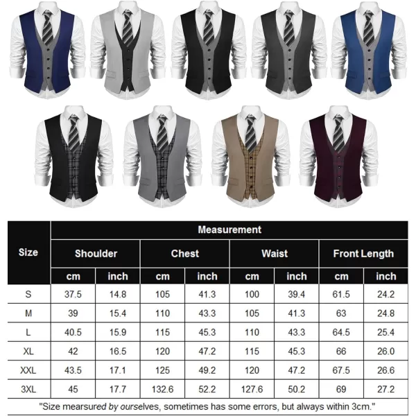 COOFANDY Men's Business Suit Vest Layered Plaid Dress Vest Waistcoat for Wedding,Party)