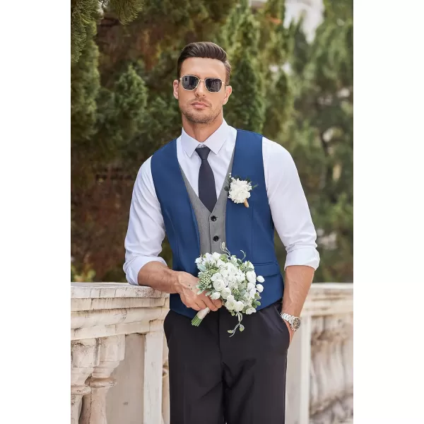 COOFANDY Men's Business Suit Vest Layered Plaid Dress Vest Waistcoat for Wedding,Party