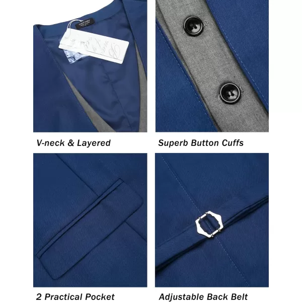 COOFANDY Men's Business Suit Vest Layered Plaid Dress Vest Waistcoat for Wedding,Party